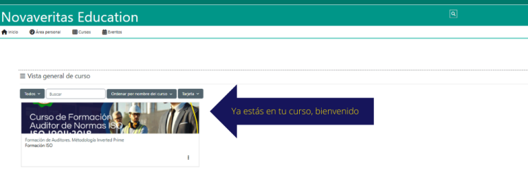 Área personal con cursos matriculados